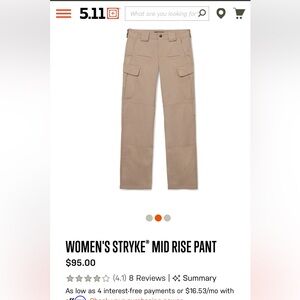 Women's 5.11 tactical Strike Mid Rise Pant - khaki